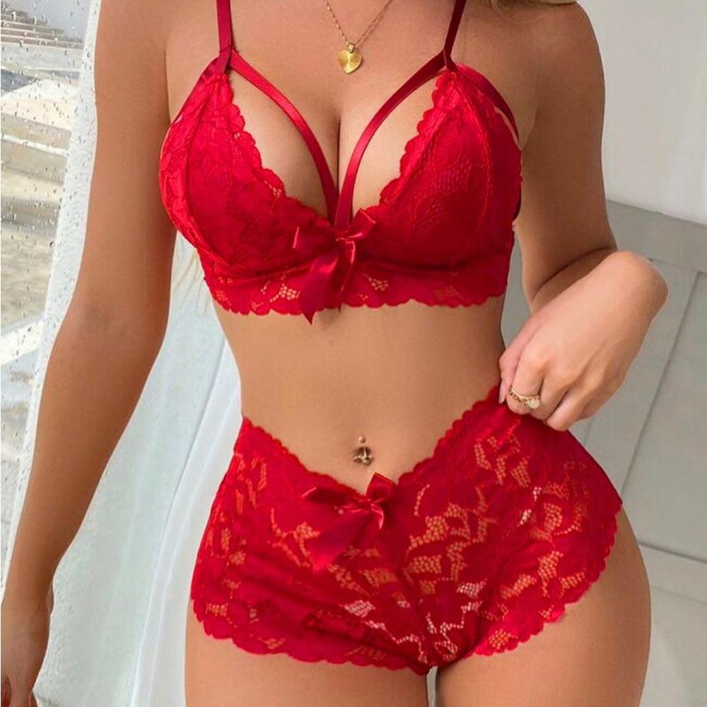 ❤️ Bow Decor Lace Lingerie Set